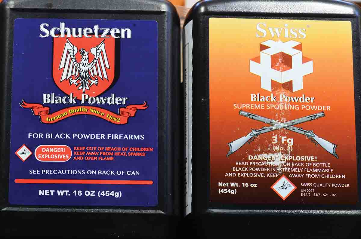 Schuetzen (Germany) and Swiss are imported by Schuetzen Powder Energetics. Both are available in a range of granulations.